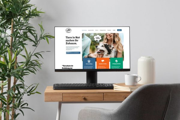 Professionelle Website für einen Tierschutzverein, dargstellt auf einem Deskop