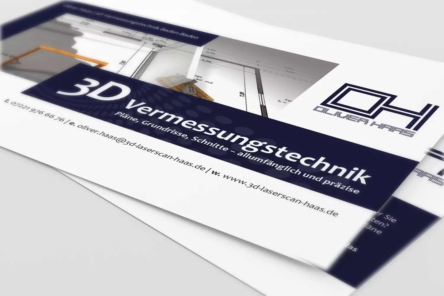 Modern gestalteter Flyer eines Vermessungsunternehmens